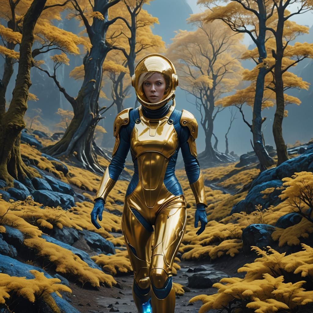 Woman in Space Suit on Alien Planet, Digital Art