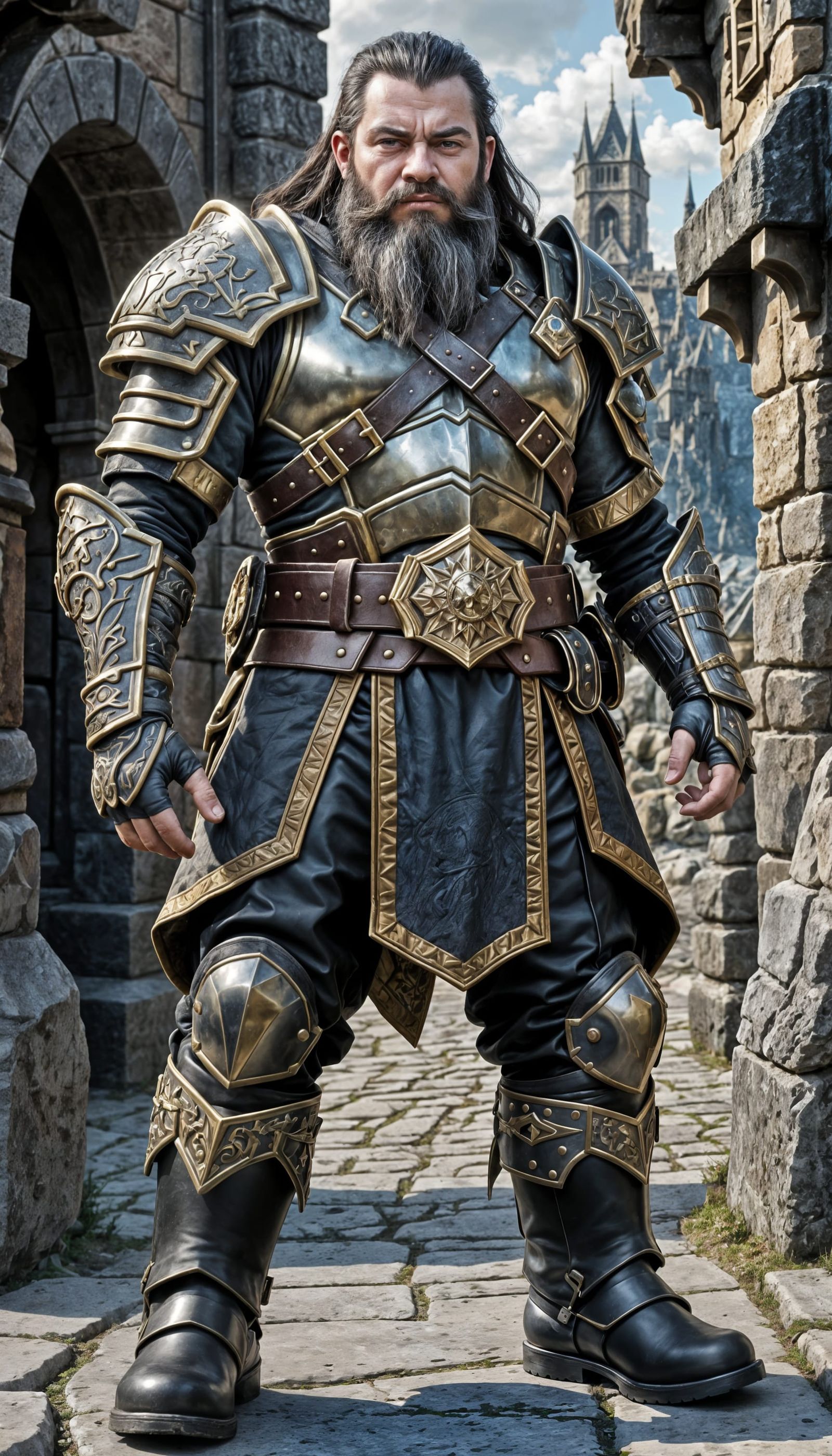 Hyperrealistic Dwarf Warrior in Warcraft Style