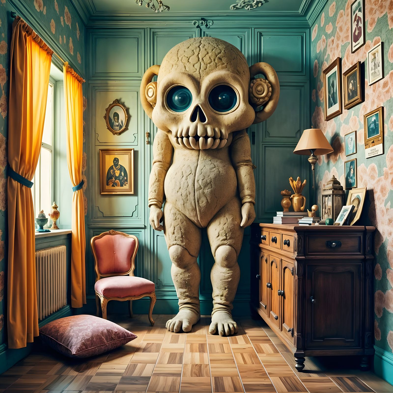 Occult Mascot in Abstract Analog Horror Style