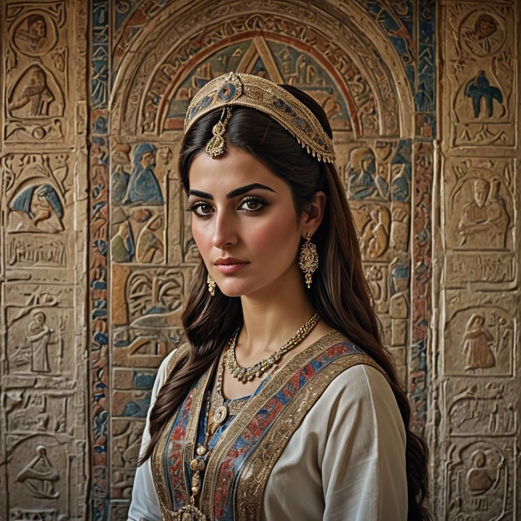 Beautiful Assyrian Woman in Traditional Dress