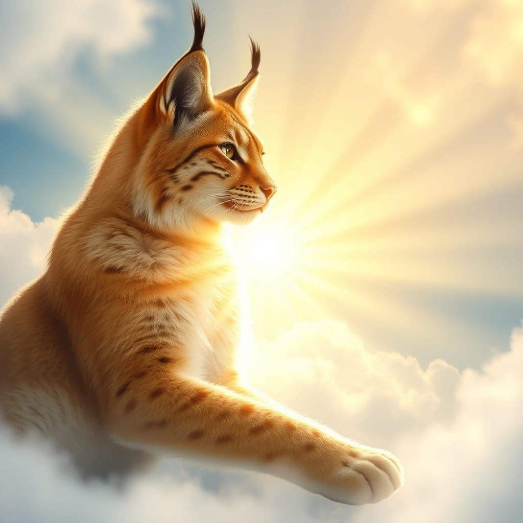 Lynx of Divine Light in Heavenly Clouds