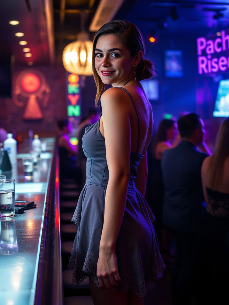Young Woman in Nightclub Dress Portrait