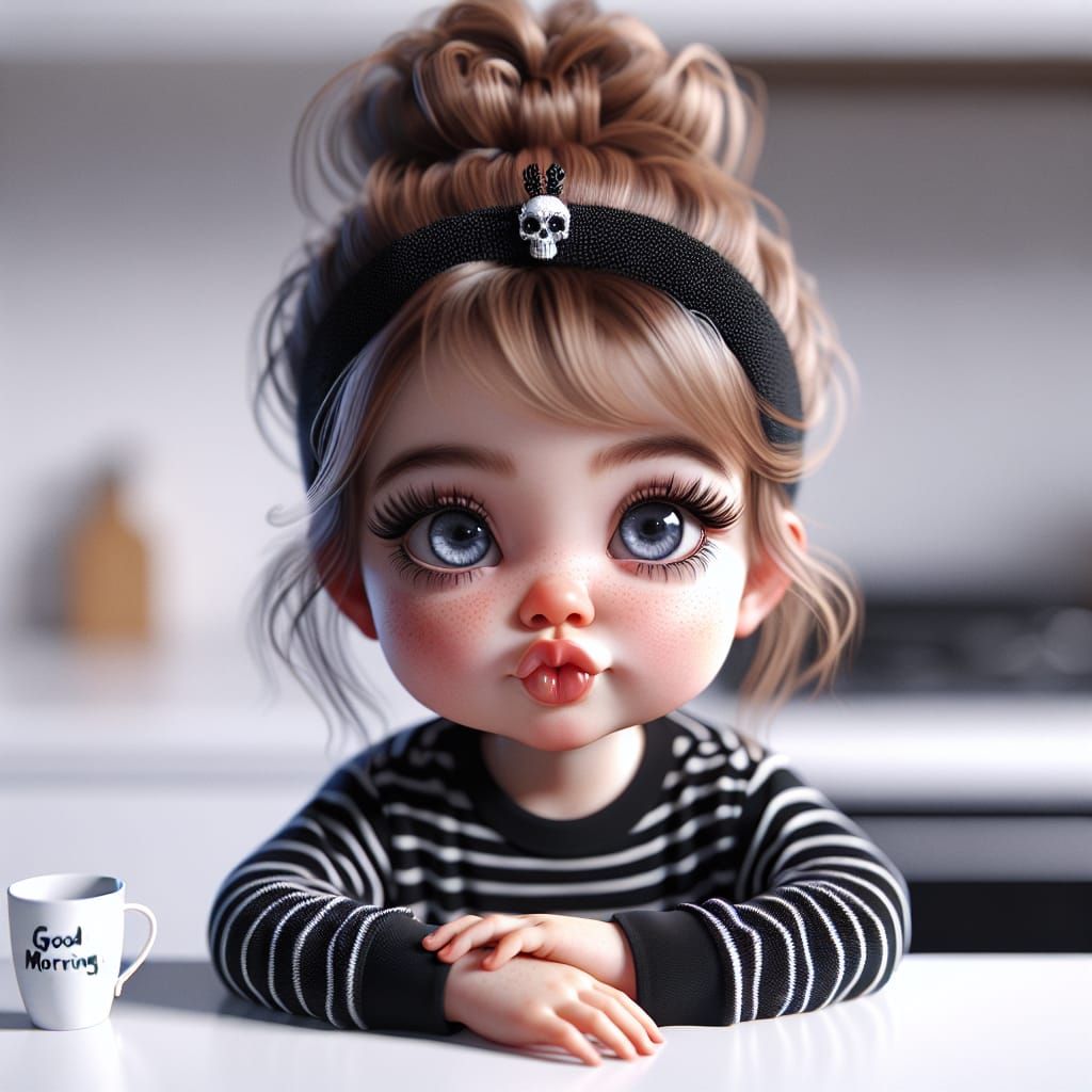 Photorealistic Little Girl with Skull Headband