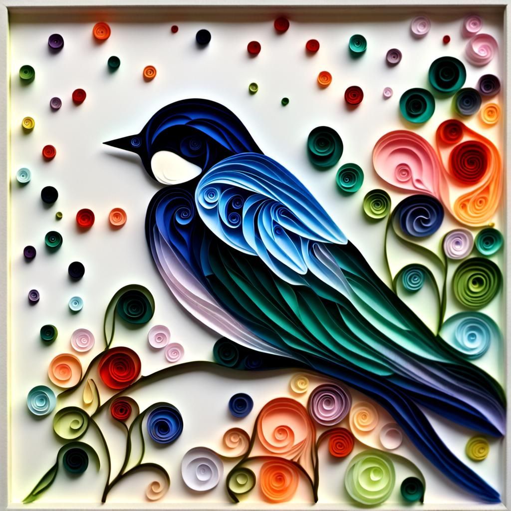 Swallow in Spring: Klimt-Inspired Watercolor Art