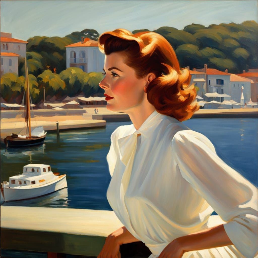 Katherine Hepburn Portrait in Post-Impressionistic Style