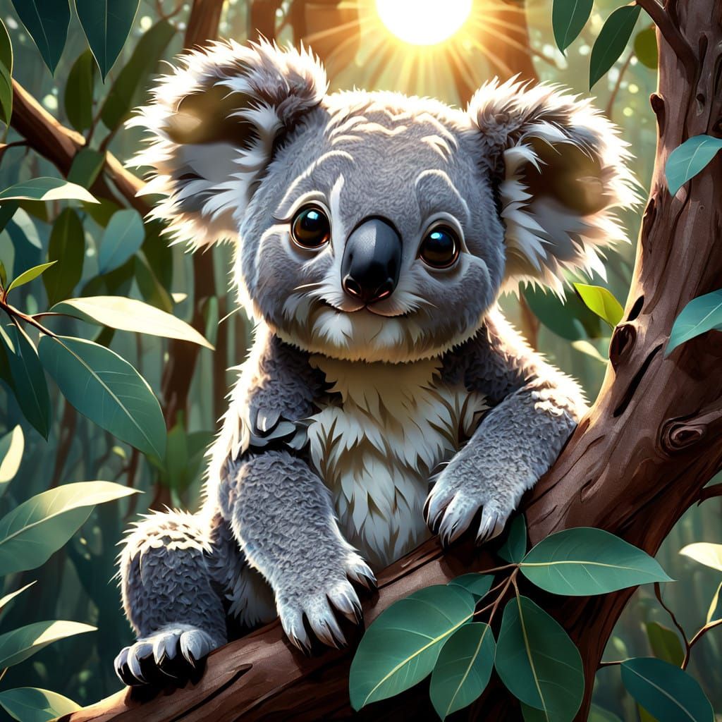 Charming Jungle Koala in Vibrant Anime Style