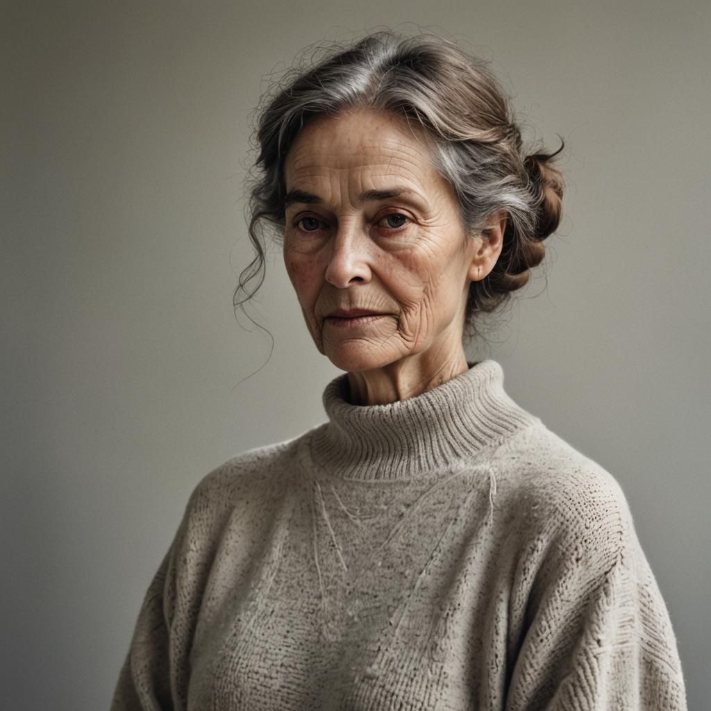 Woman in Sweater Dress with Radiant Skin