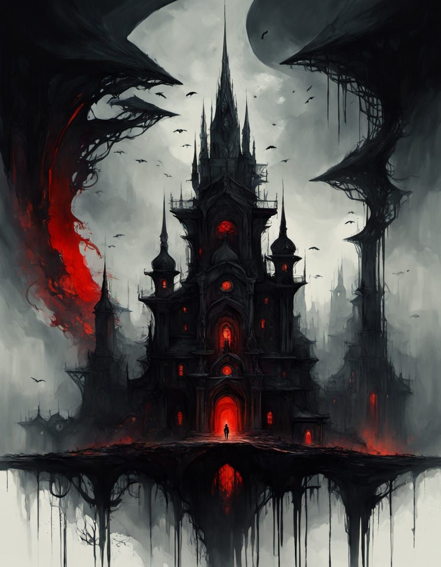 Dark Urban Dreamscape in Bold, Expressive Brushstrokes