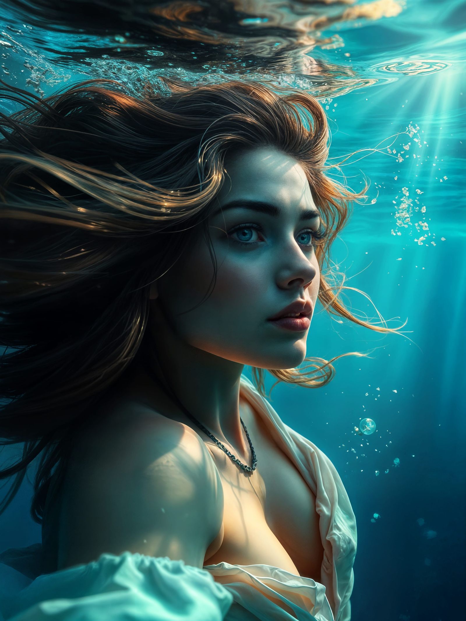 Sensual Underwater Scene in Dreamy Digital Art