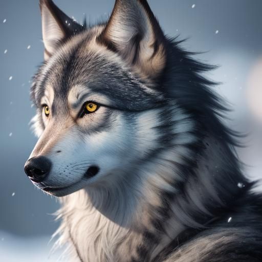 Northern Inuit Wolf Portrait in Snowy Landscape