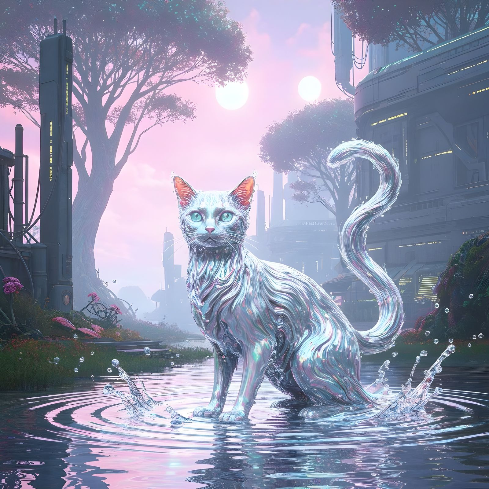 Surreal Liquid Cat: An AI-Generated Marvel