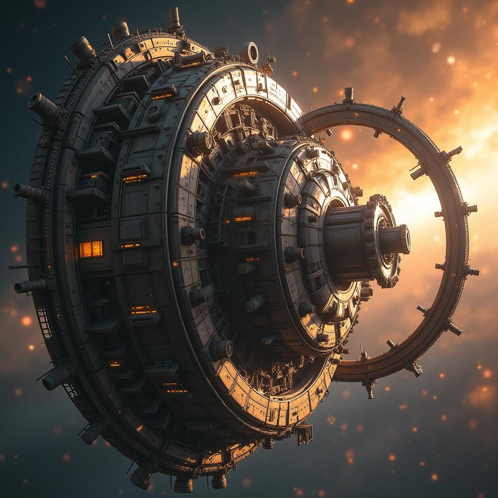 Cylindrical Space Station with Torus Module