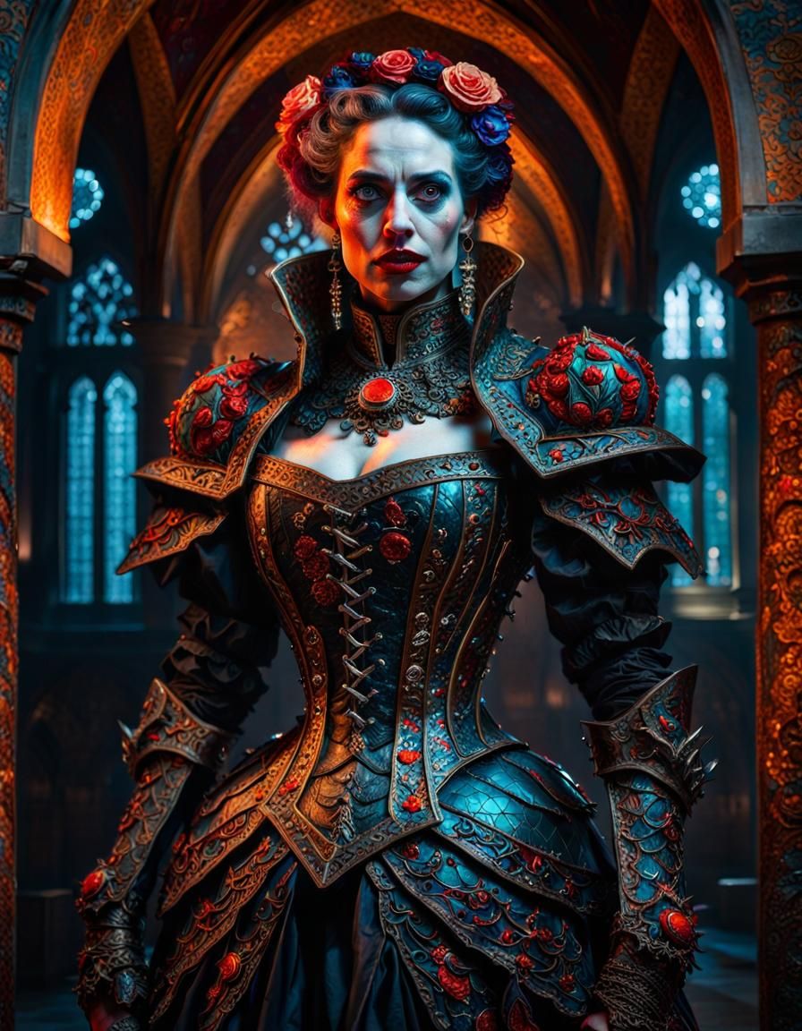 Vampire Woman in Elaborate Milanese Armor