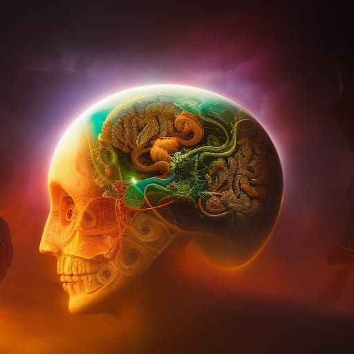 Deconstructed Human Brain: Intricate Digital Art