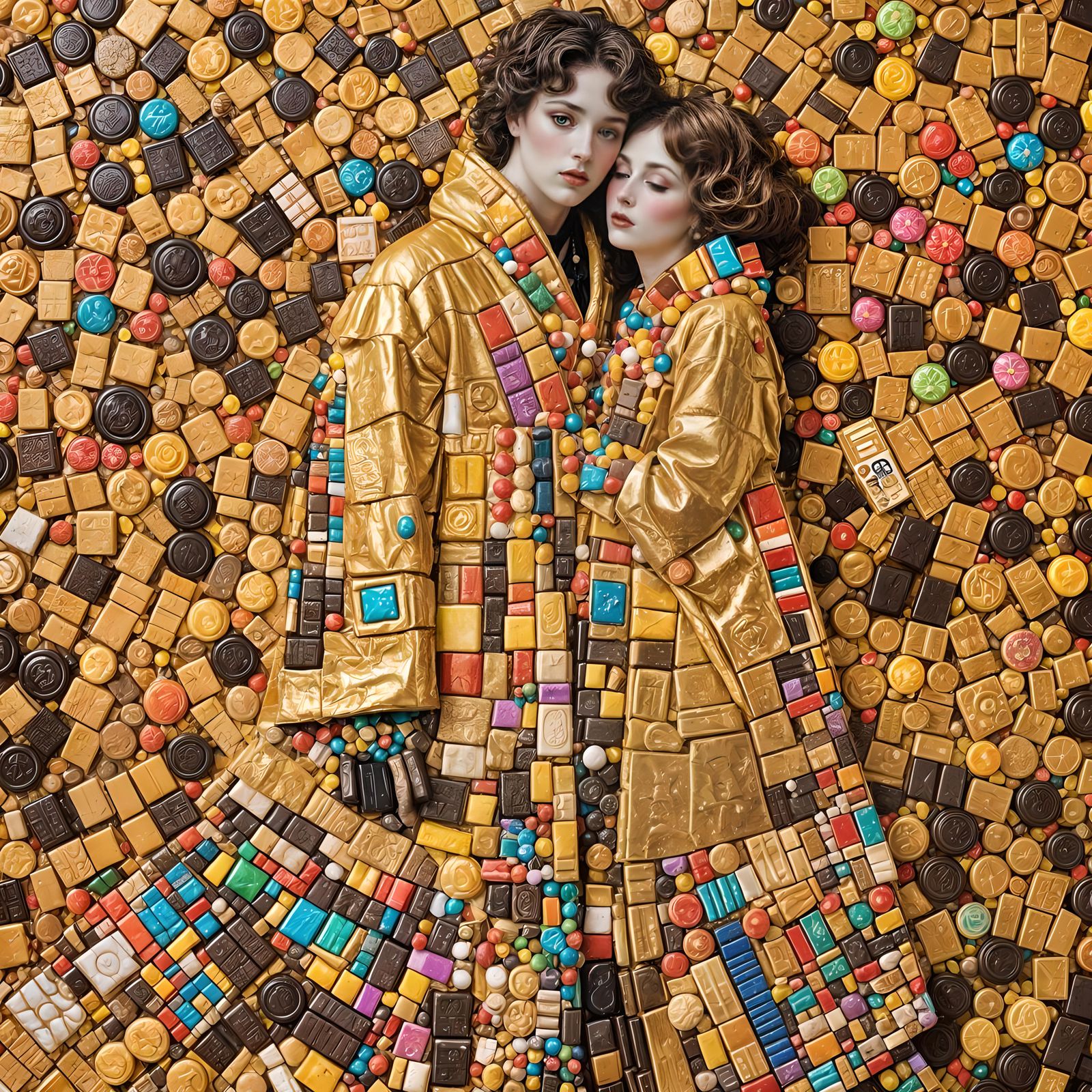 Sweet Embrace: Klimt-Inspired Candy Couple