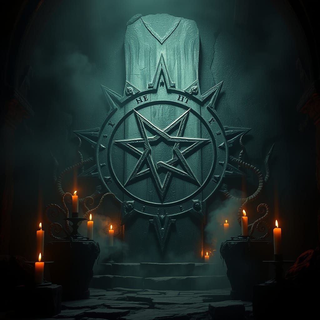 Ominous Pentagram Scene in Gothic Industrial Style