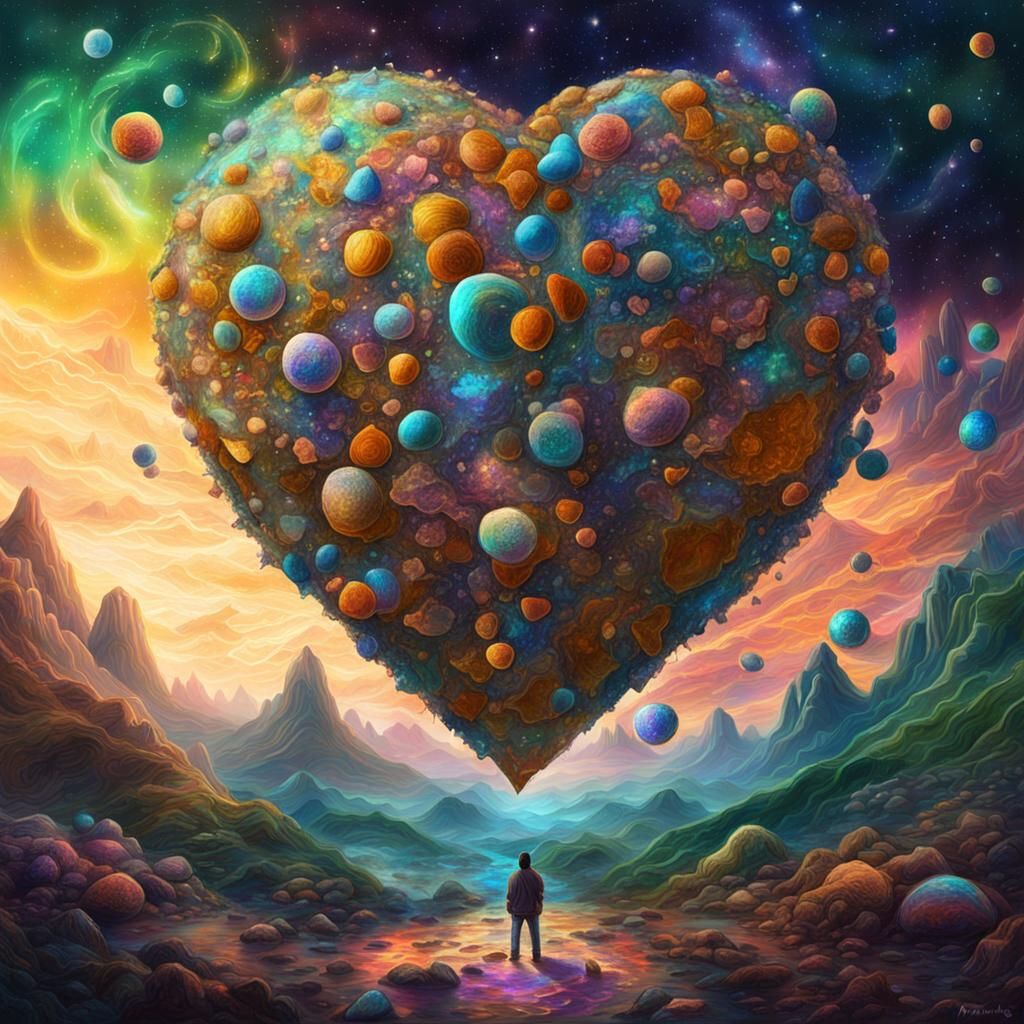 Holographic Cosmic Astral Illustration in Mixed Media