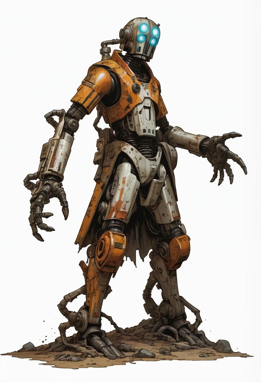 Creepy Humanoid Droid in Star Wars Style