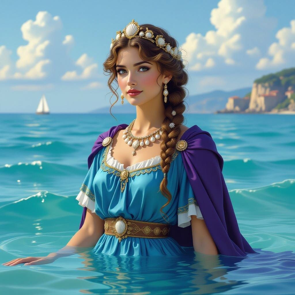 Ethereal Etruscan Goddess Emerges from the Adriatic Sea