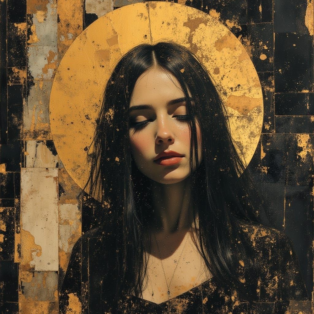 Heroic Saint with Golden Halo and Starlit Crown