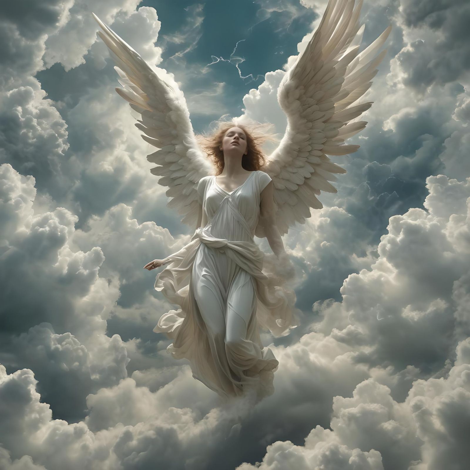 Ethereal Angel in Surreal Chaotic Sky