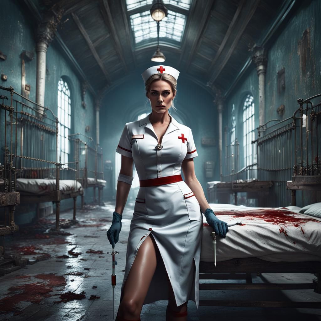 Asylum Nurse with Syringe: Fantasy Concept Art