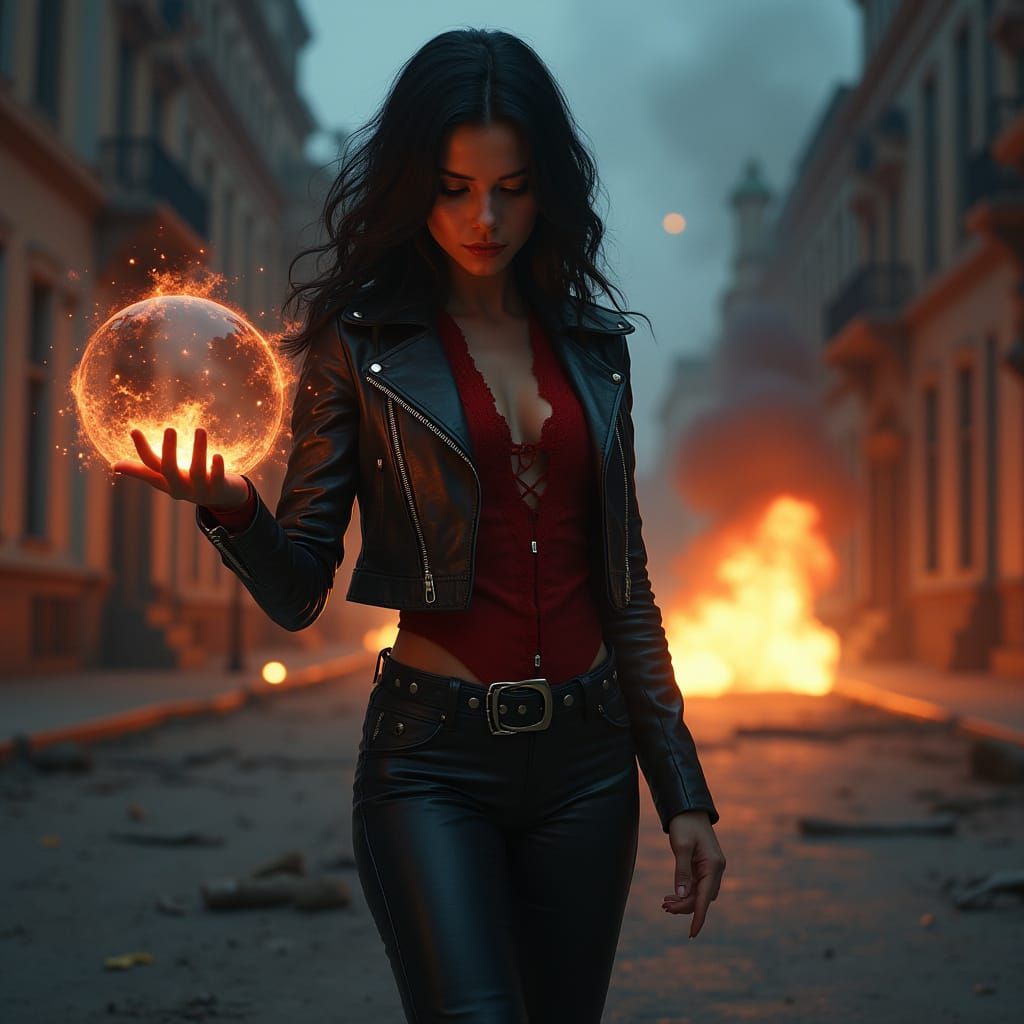 Midnight Spellcaster in Battle-Scarred Street