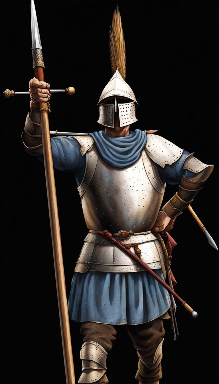 Medieval Spearman or Pikeman Digital Rendering