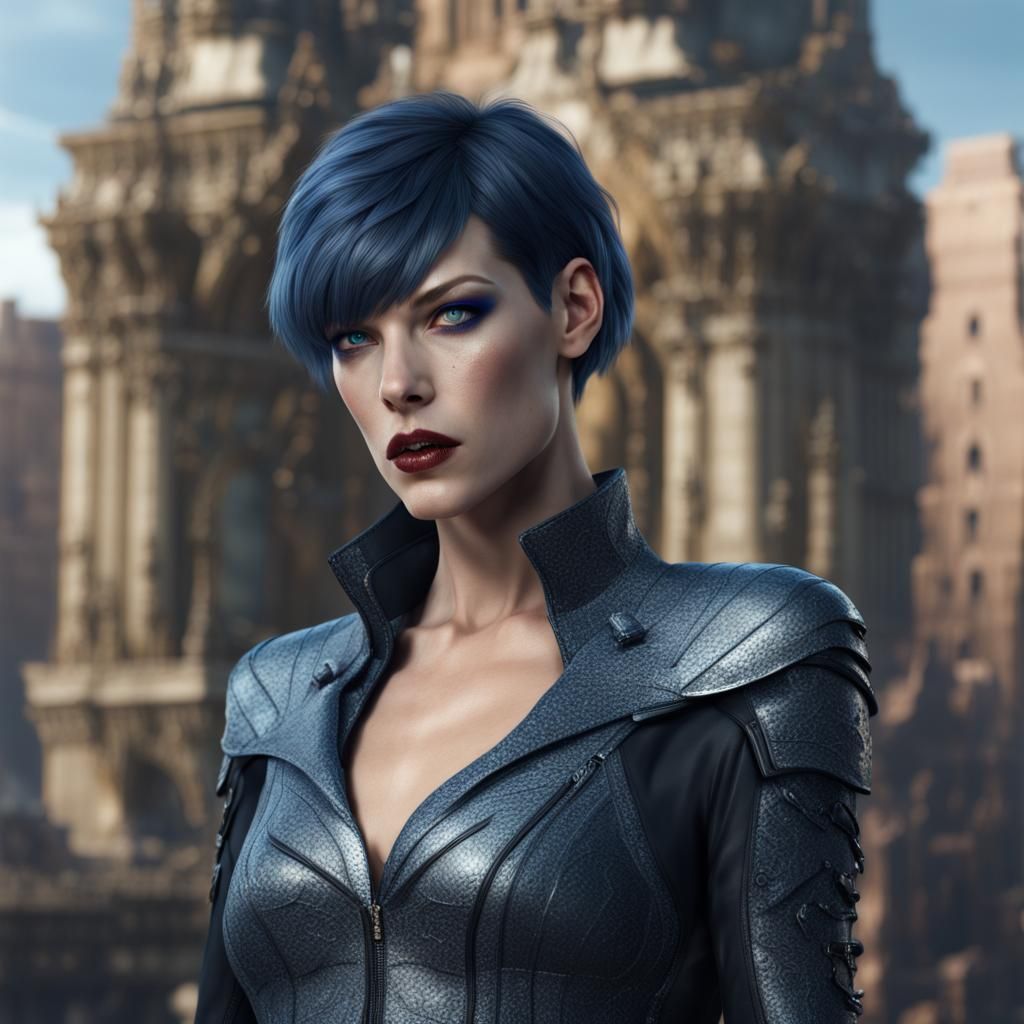 Milla Jovovich Portrait in Sci-Fi Street