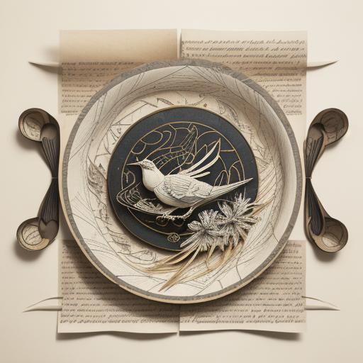 Origami Quill Pen on Parchment Still Life