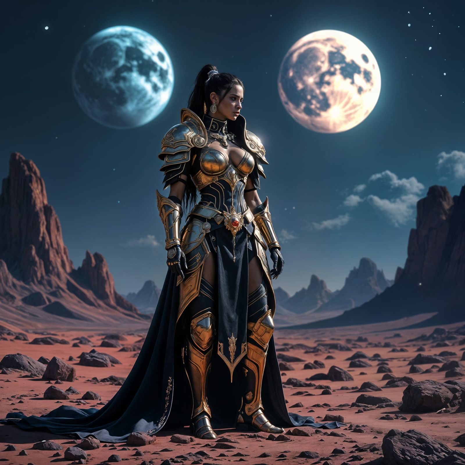 Cybernetic Warrior Woman on Alien World