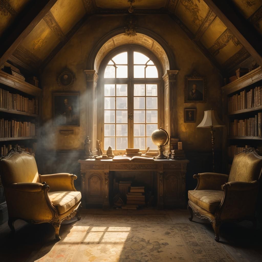 Palace Attic: Warm Light and Ancient Artifacts