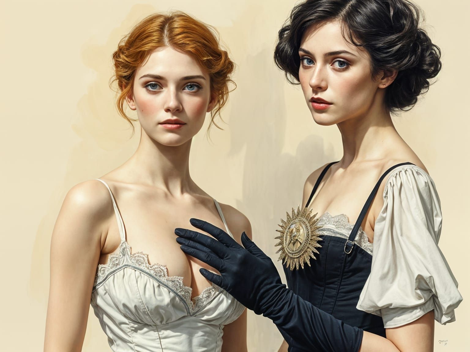 Ethereal Woman Portrait in Fine Art Fashion Illustration Sty...