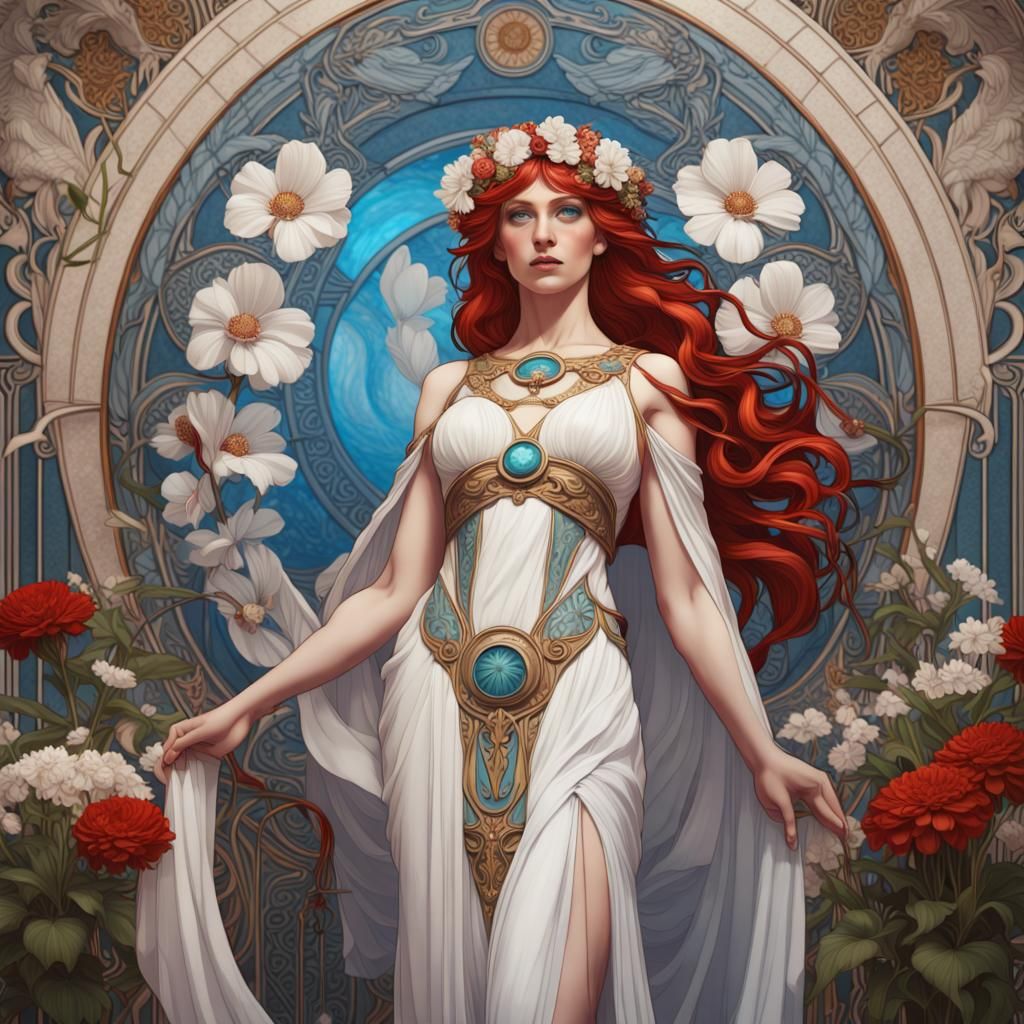 Athena Goddess in Art Nouveau Style