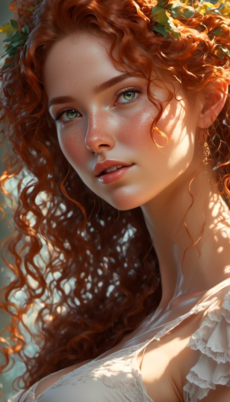 Beautiful Freckled Woman Portrait in 3D Style