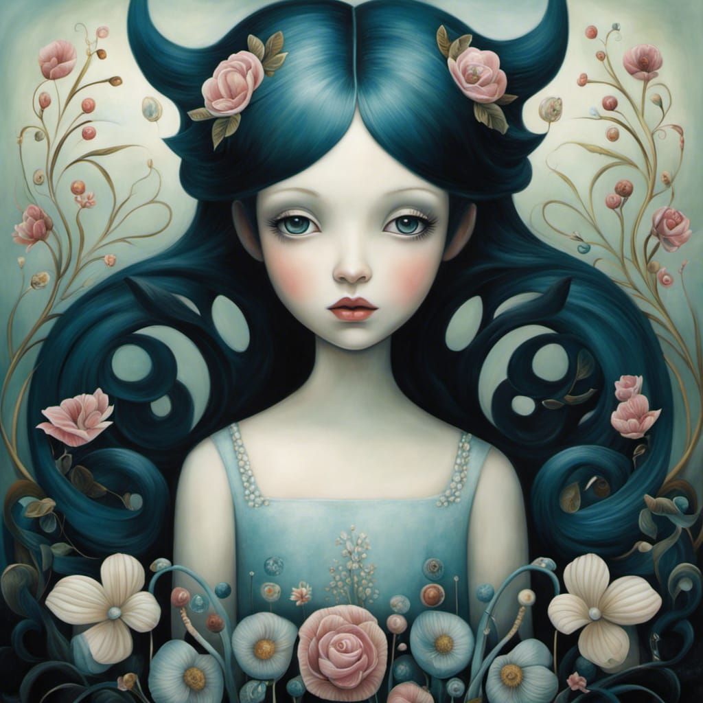 Surreal Girl Portrait in Fantastical Realism Style
