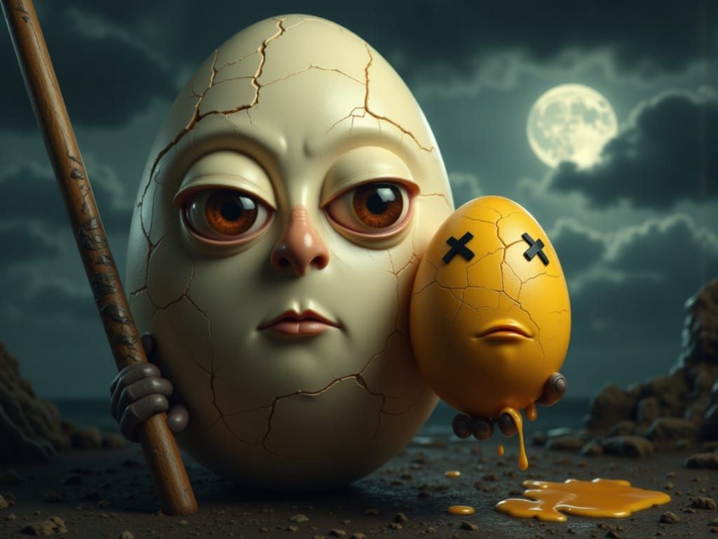 Vlad the Impaler Egg Cracked on Stormy Night
