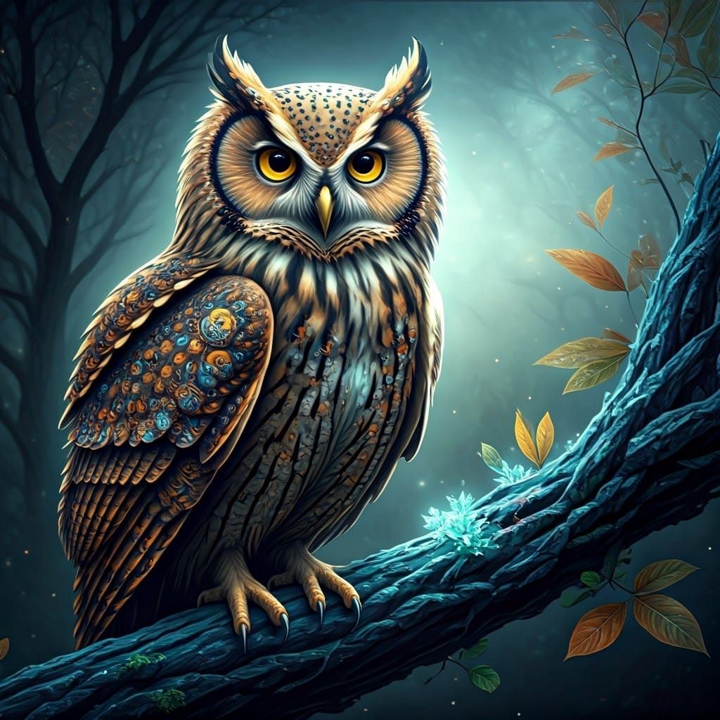 Mystical Owl in Ethereal Astral Dreamscape