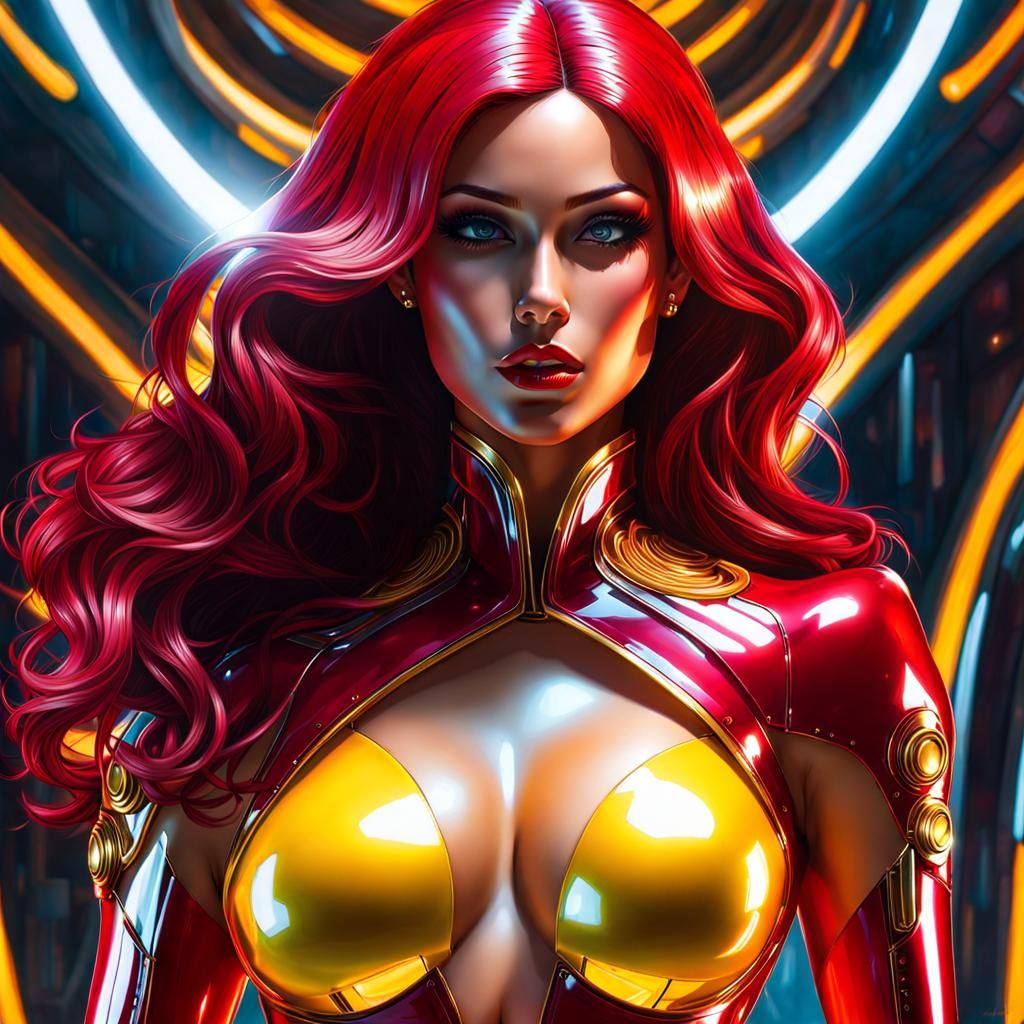 Futuristic Latina in Latex: A Digital Fantasy Art