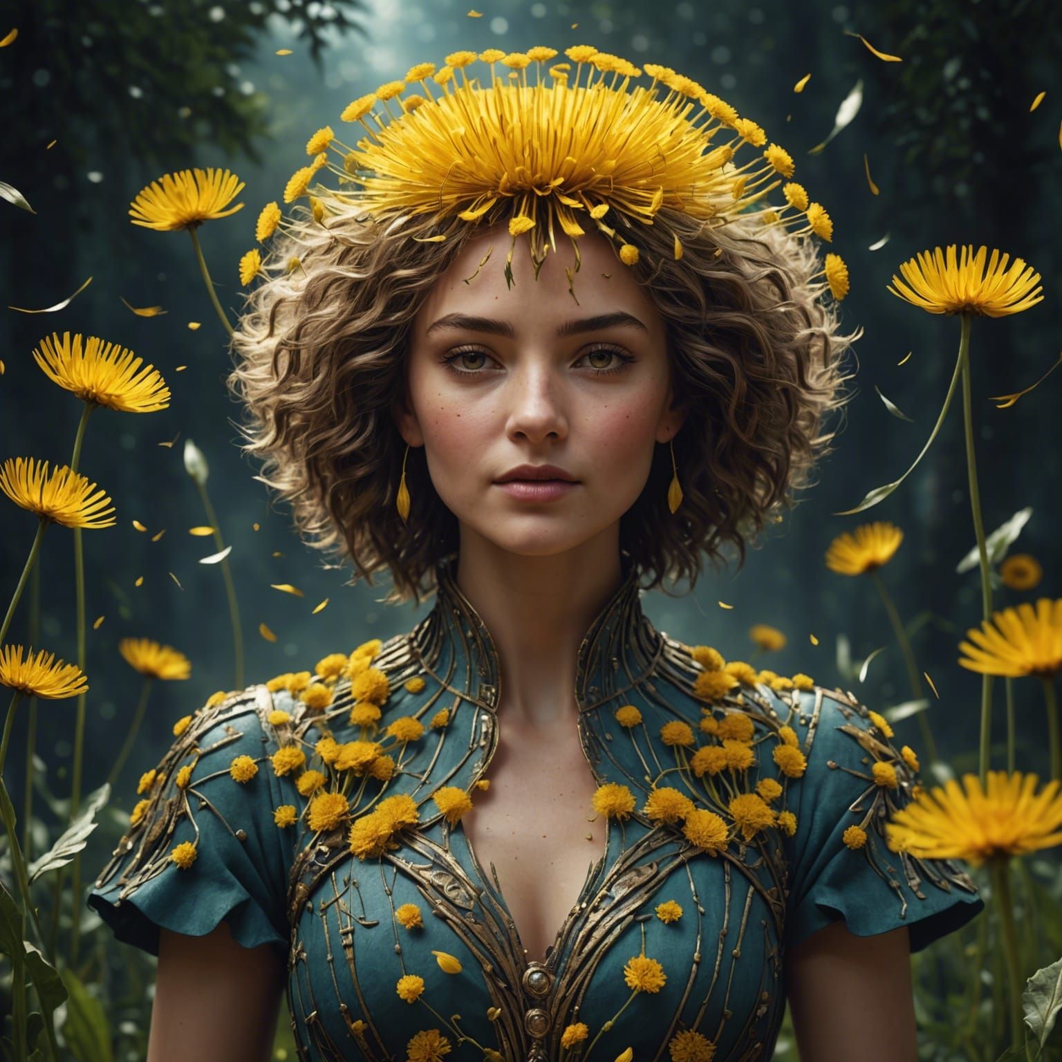 Dandelion Woman Unfolding: Fantasy Concept Art