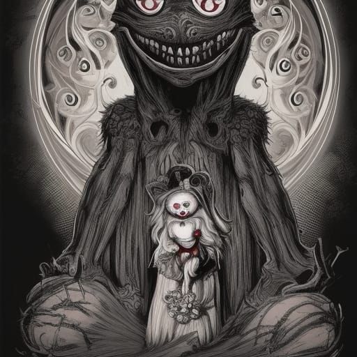 Eerie White Rabbit: Dark Occult Horror Concept Art