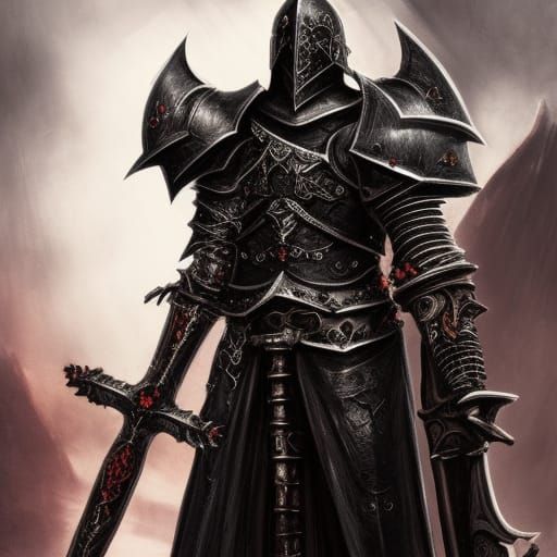 Grimdark Unholy Paladin in Heavily Detailed Armor