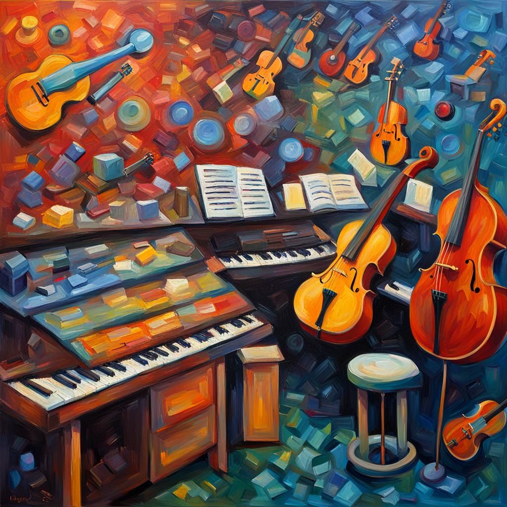 Musical Laboratory Experiment in Expressionist Oil Painting