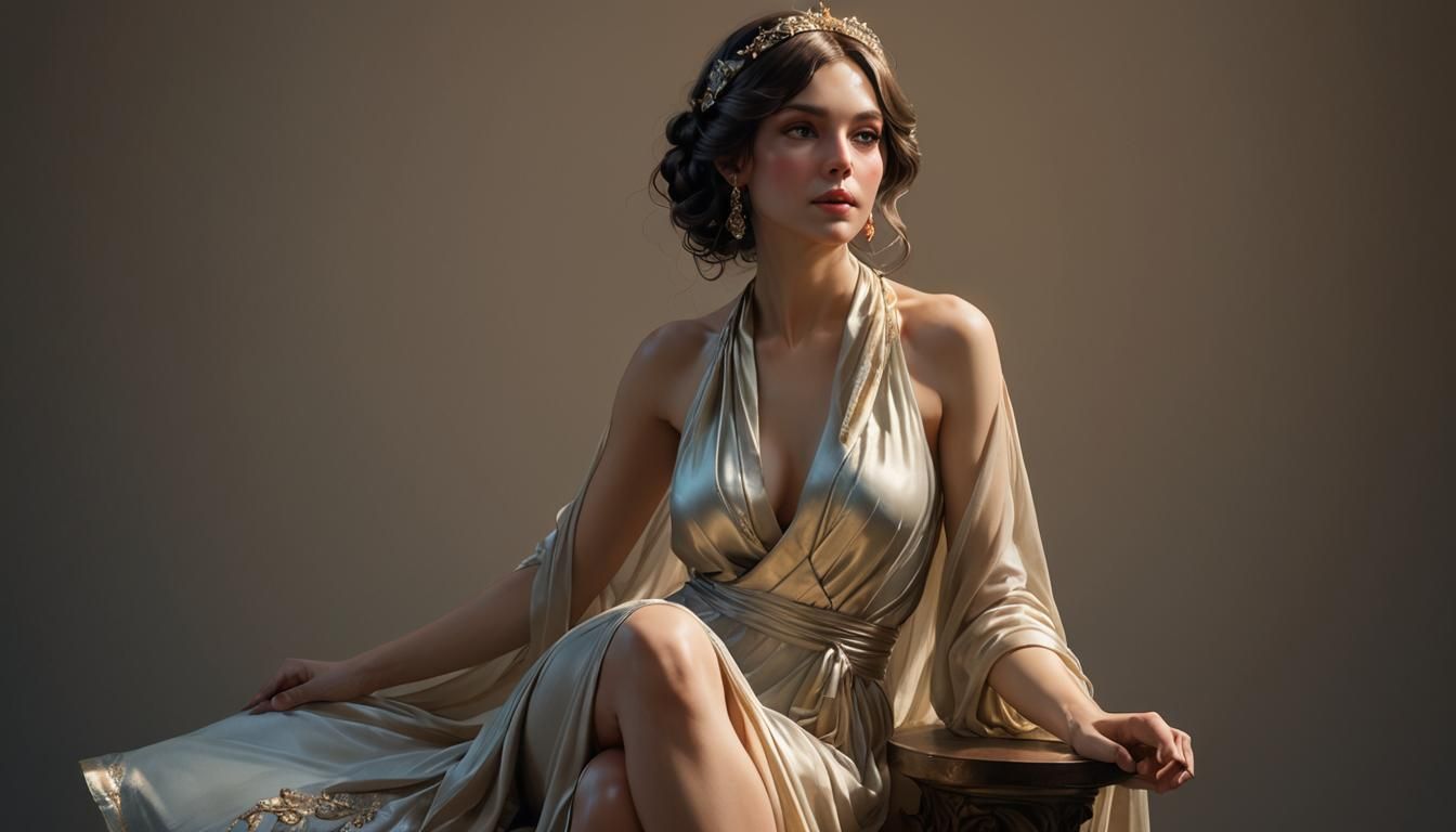 Dreamlike Portrait in Artist's Studio, Chiaroscuro Lighting