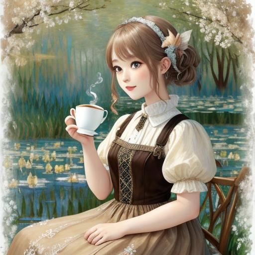 Cute Coffee Fairy in Watercolour Style