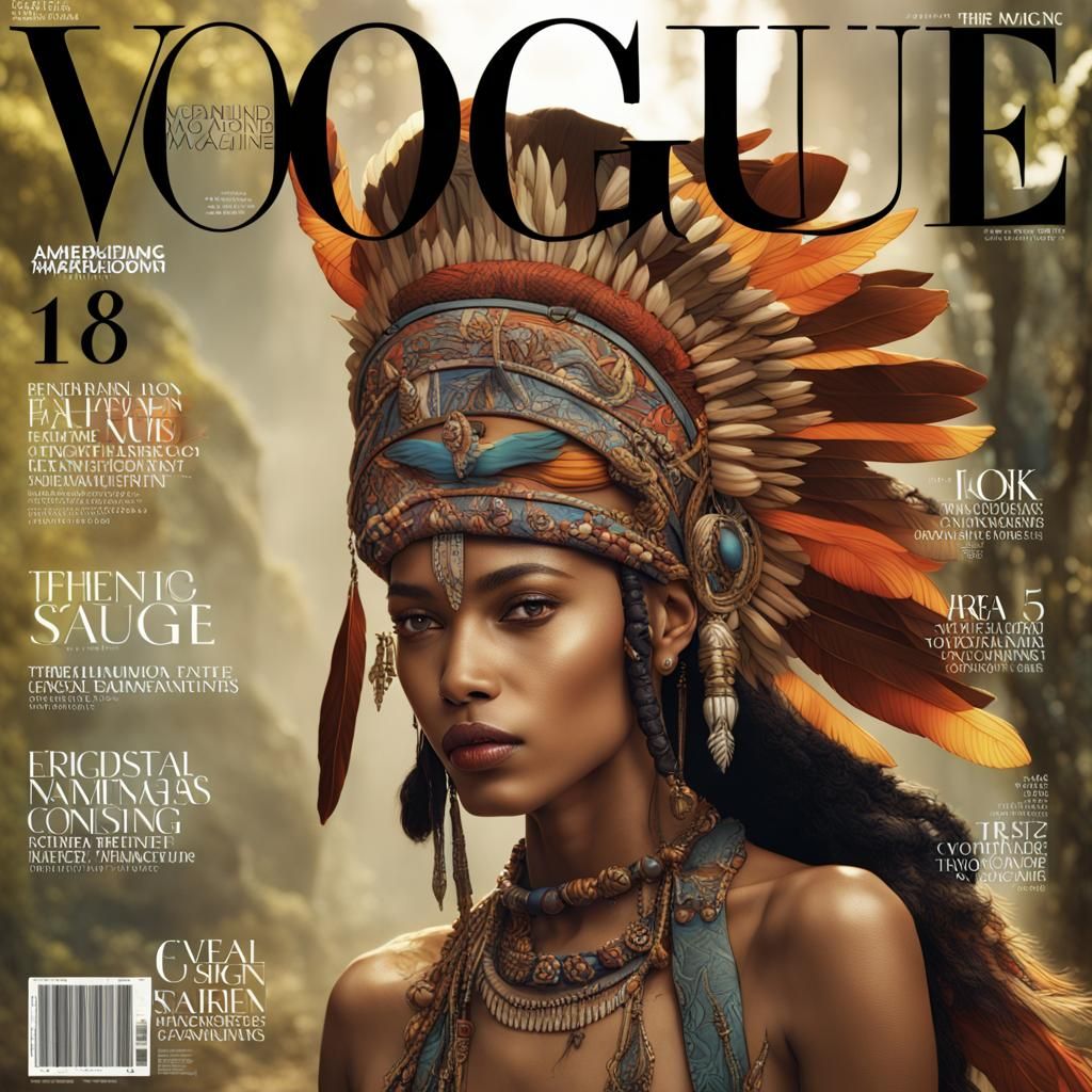 Amerindian Vogue Cover in Detailed Matte Style