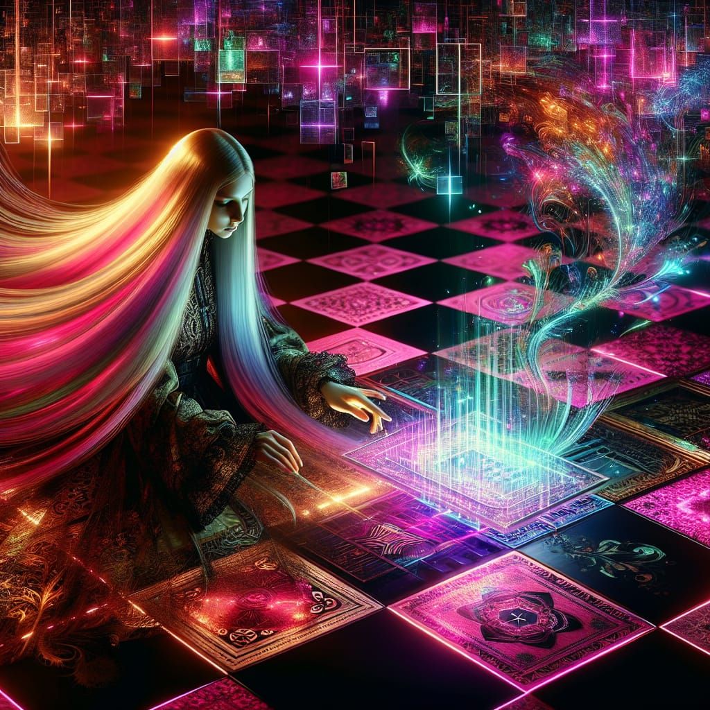 Woman in Dark Fantasy Alice in Wonderland Hologram