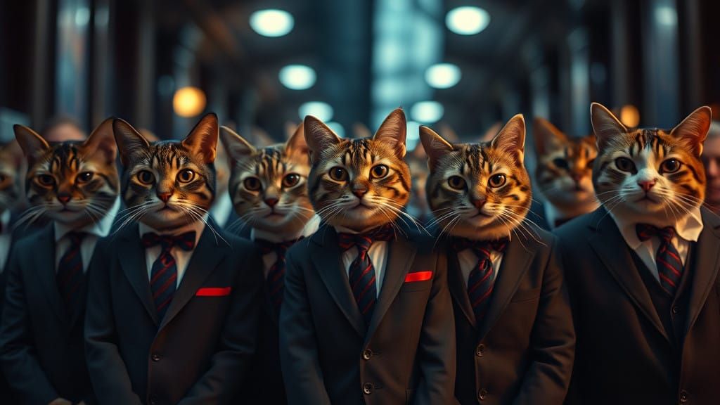 Regal Feline Executives in Victorian Elegance