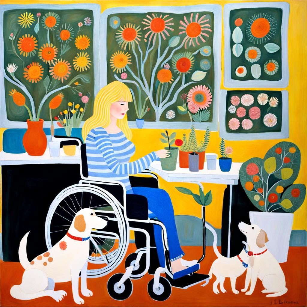 Naïve Icon: Artist in Studio with Service Dog