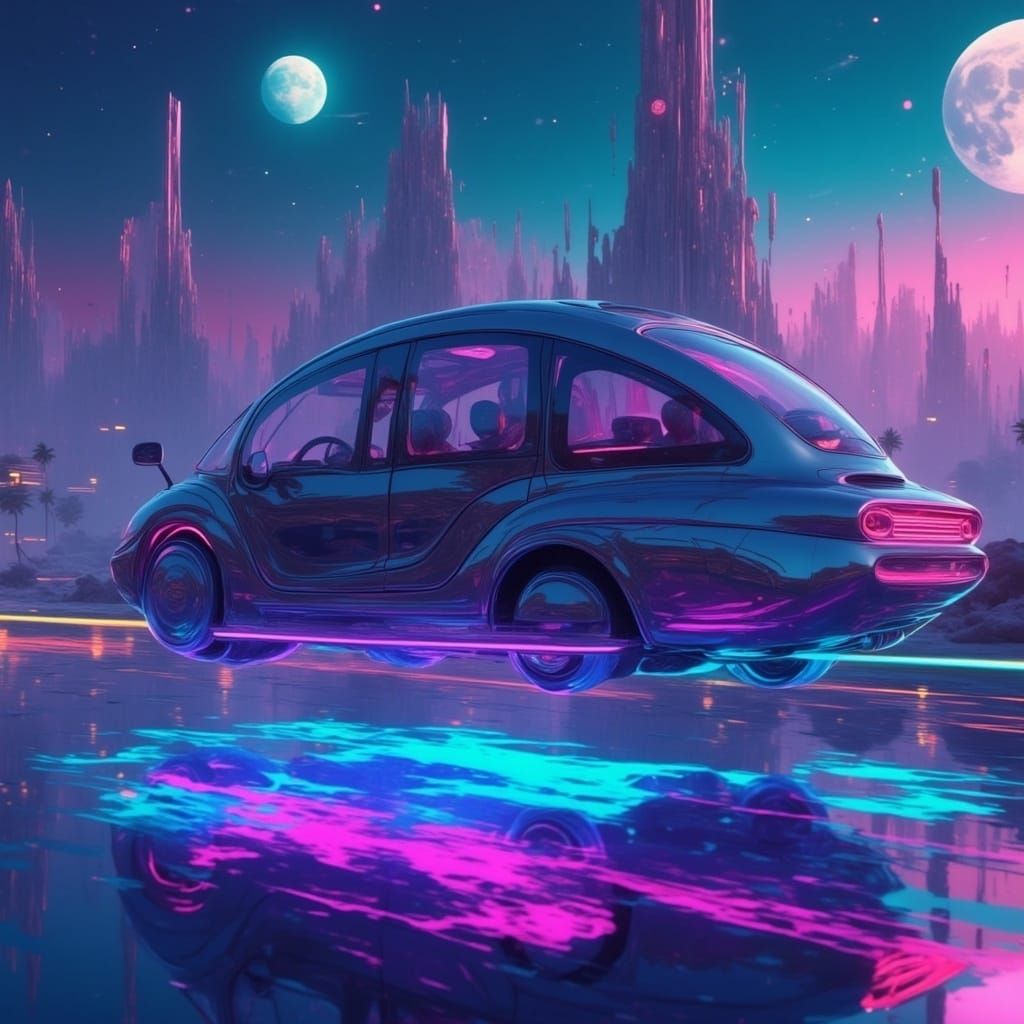 Sleek, Futuristic Luxury Vehicle Soars Through Otherworldly...